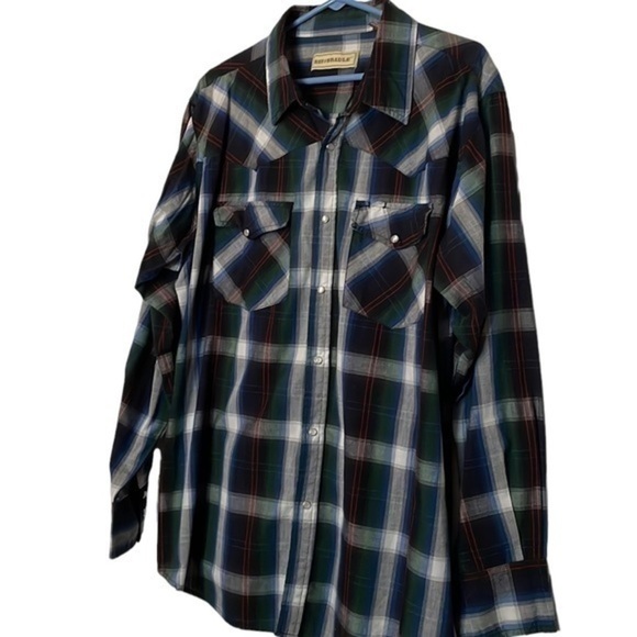 New Plus Size Women's Long Sleeves Bit & Bridle Plaid Button Down Shirt‎ Size 2X - Picture 2 of 9